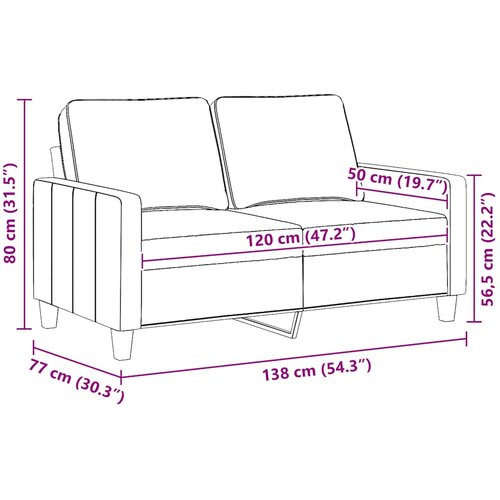  Dvosjed od tkanine smeđesivi 120 cm Slike