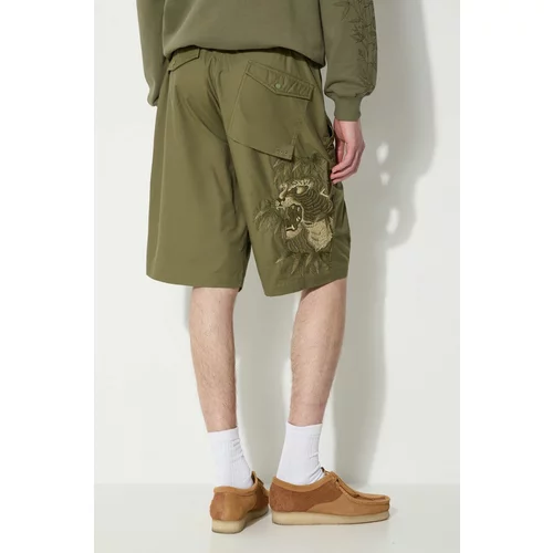 Maharishi Kratke hlače Maha Tiger Loose Snoshorts za muškarce, boja: zelena, 5099.OLIVE
