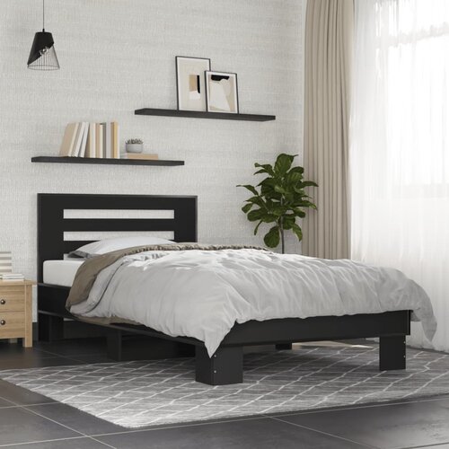  Okvir za krevet crni 75 x 190 cm od konstruirano drvo i metal Cijene