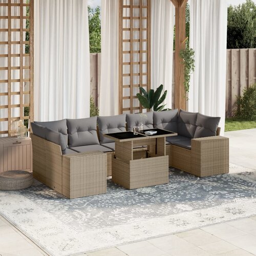 vidaXL 8-dijelni set vrtnih sofa od poliratana s jastucima bež Cijene