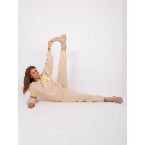 Fashion Hunters Beige insulated tracksuit with oversize sweatshirt