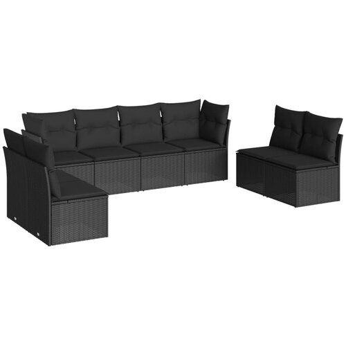  8-dijelni set vrtnih sofa od poliratana s jastucima crni Crna 62 x 62 x 69 cm Slike