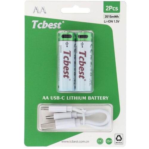  Punjiva baterija TCBEST R6 (AA) 950 mAh sa soketom Type C + USB A kabal 2 x Type C (2 kom) Cene