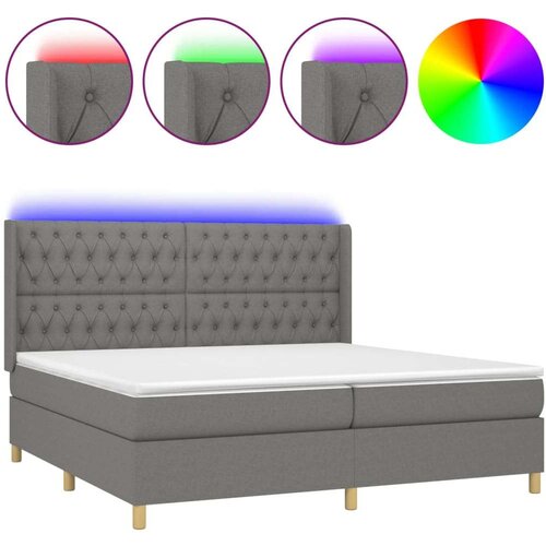  Box spring s madracem LED tamnosivi 200x200 cm tkanina Slike