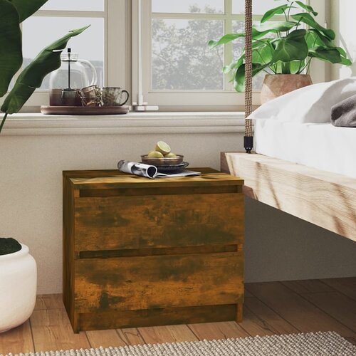 VidaXL Nočna omarica 2 kosa dimljeni hrast 50x39x43,5 cm konstr. les Slike