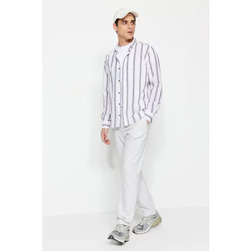 Trendyol Men's Light Gray Regular Fit Pants with Elastic Waist,