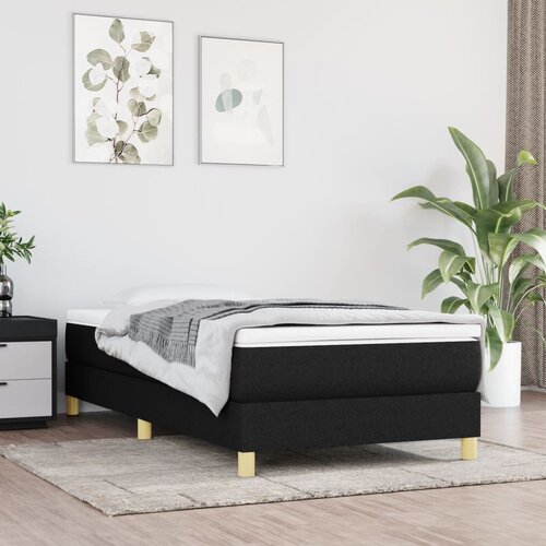 VidaXL Box spring postelja z vzmetnico črn 90x190 cm blago Slike