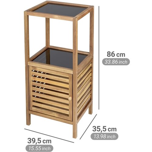 Wenko črna/v naravni barvi nizka/ozka kopalni&amp;scaron;ka omarica iz masivne akacije 39,5x86 cm fondi &amp;ndash; Slike