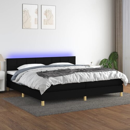  box spring s madracem LED crni 200x200 cm od tkanine Cijene