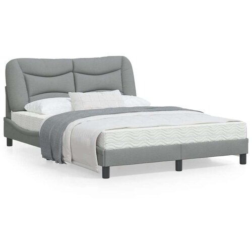  Okvir kreveta s LED svjetlima svjetlosivi 140x200 cm od tkanine Slike