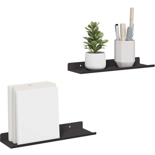  Polica na zidu s policom Zidne 2 pcs Crna 80 x 9 x 2.5 cm Slike