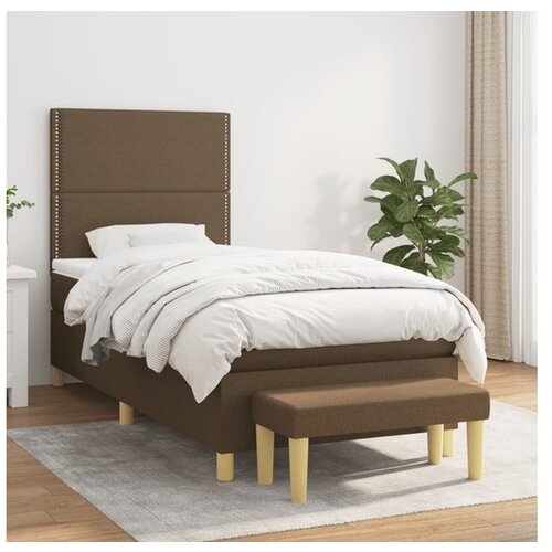 vidaXL Box spring postelja z vzmetnico temno rjav 90x190 cm blago Cene