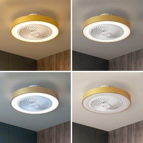  Brilagi - LED prigu&amp;scaron;iva svetiljka sa ventilatorom LED/38W/230V prečnik 50 cm zlatna + daljinski upravljač Slike