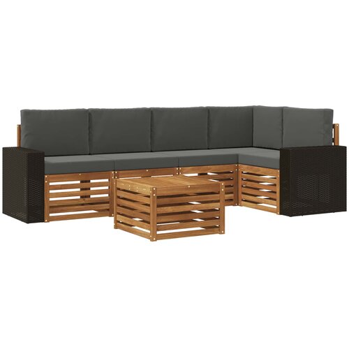 vidaXL Kotna sedežna garnitura z blazino 6 pcs Naravna in antracitna, (5000283750) Cene