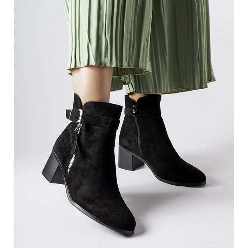 Gemre Black ankle boots with low block heel Bédard Cene
