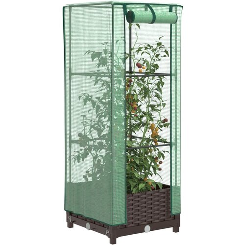 vidaXL Visoka greda s prevleko za rastlinjak videz ratana 40x40x123 cm Cene