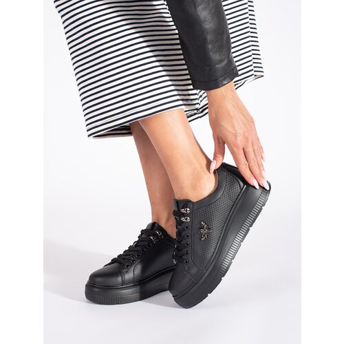 Shelvt Black leather platform sneakers Cijene