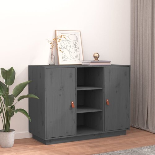 vidaXL Komoda siva 100x40x75 cm trdna borovina Cene