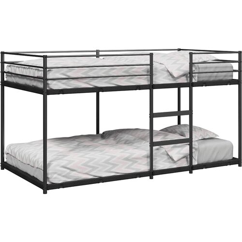 VidaXL Dvoposteljna postelja brez vzmetnice črna 90x200 cm jeklo Slike