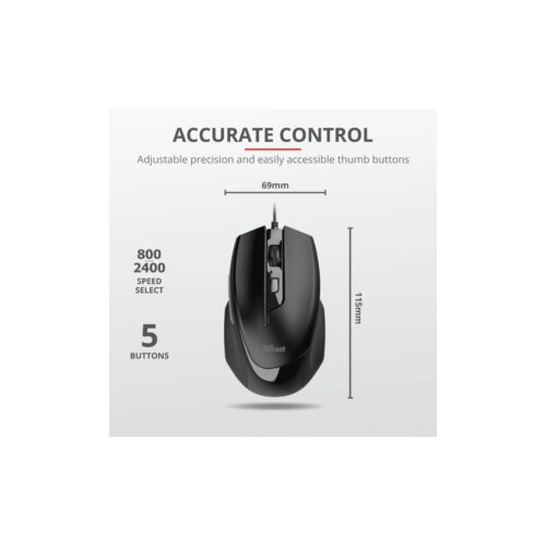 Trust Voca Comfortable miš žičani 800-2400 DPI Cijene