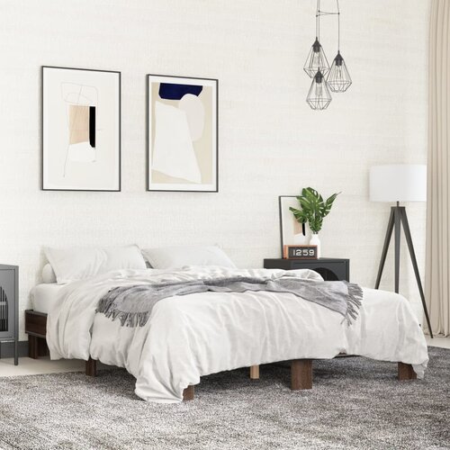 VidaXL Okvir za krevet smeđi hrast 150x200cm konstruirano drvo i metal Slike