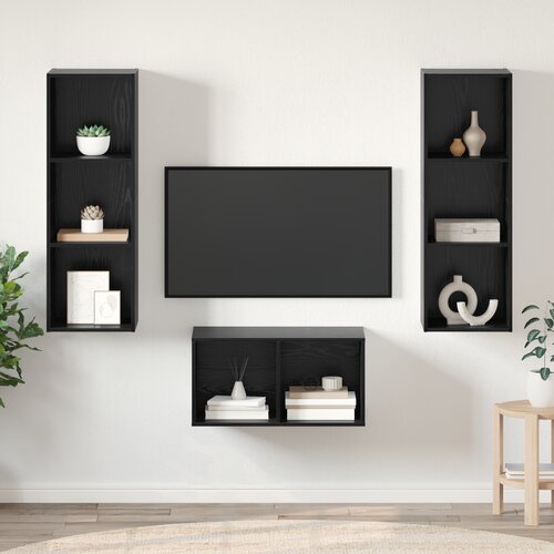 vidaXL Set TV stalka Crni hrast 37 x 37 x 107 cm Konstruirano drvo Cijene