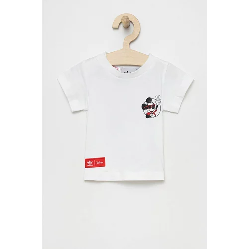 Adidas Otroški bombažen t-shirt Disney bela barva