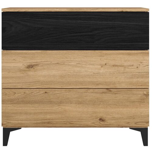 Marckeric Crna/natur niska komoda u dekoru hrasta 80x74 cm Kronos - Slike