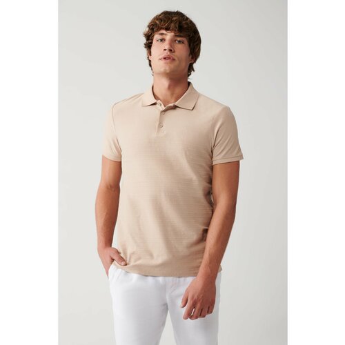 Avva Men's Mink 100% Cotton Jacquard Polo Collar Standard Fit Regular Cut T-shirt Slike