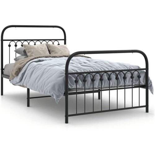 vidaXL Metalni okvir kreveta uzglavlje i podnožje crni 100x190 cm Cijene