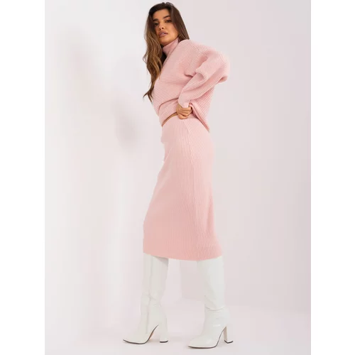 Fashion Hunters Light pink ribbed knit skirt