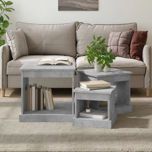  Uklapajući stolići 3 kom siva boja betona od konstruiranog drva