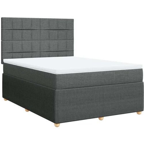 VidaXL Krevet s oprugama i madracem tamnosivi 140x190 cm od tkanine Slike