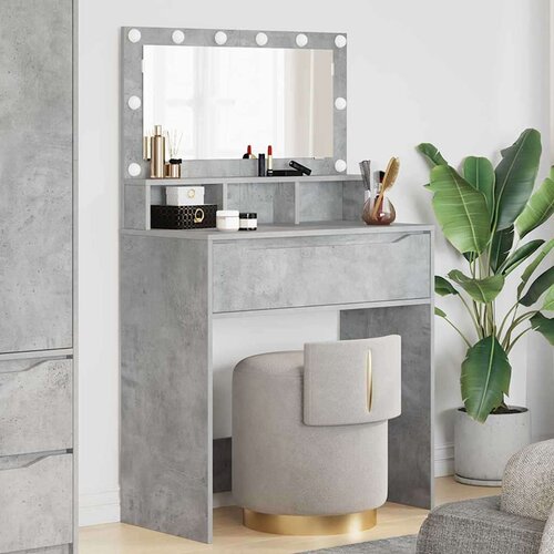 vidaXL Toaletne mize za spalnice Betonsko siva 80 x 39,6 x 135 cm Cene