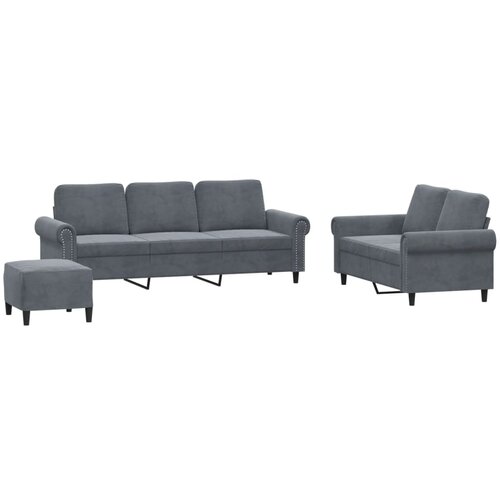 vidaXL 3-dijelni set sofa s jastucima tamnosivi baršunasti Cijene