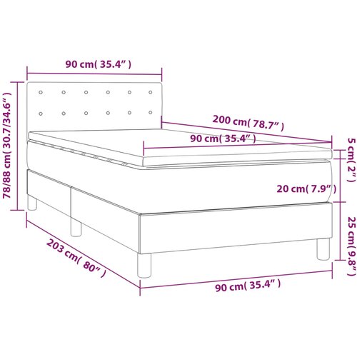  Krevet s oprugama i madracem bijeli 90 x 200 cm od umjetne kože Slike