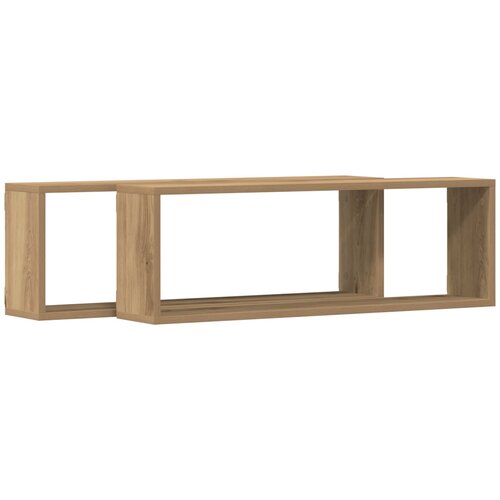 VidaXL ZIDNA POLICA 2 KOSA Iz artisanskega hrasta 80x15x26 cm Igrače les, (22013990) Slike