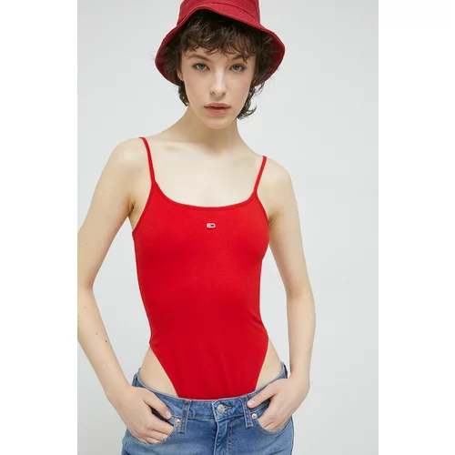 Tommy Jeans Body ženski, rdeča barva