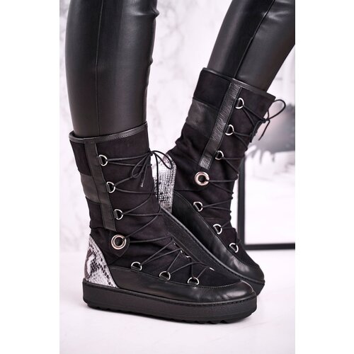 Kesi Suede snow boots with fur black Laura Messi 2054 Slike