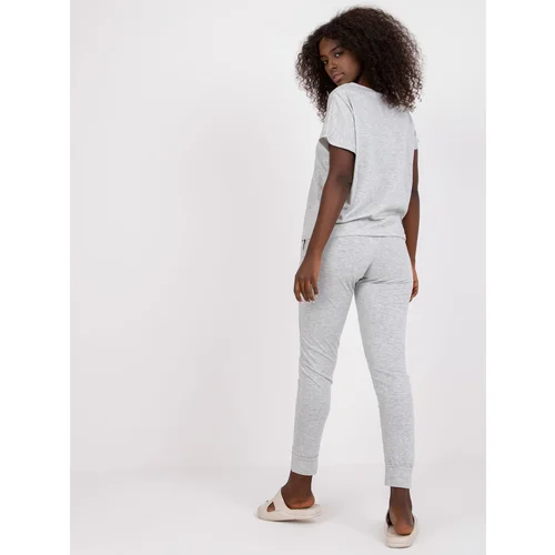 Fashionhunters Gray two-piece pajamas with pants