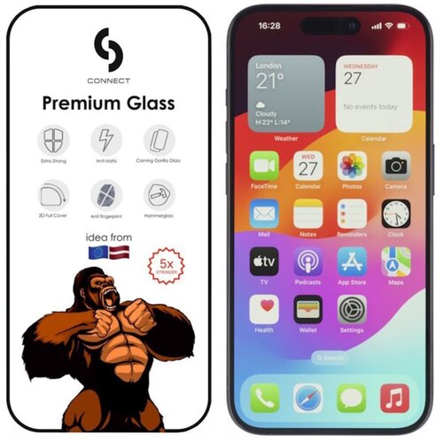Evelatus Ultra močno 3D steklo Connect Corning Gorilla za Apple iPhone 15 Pro Black, (21206405) Cene