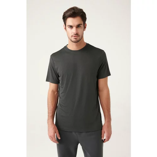 Avva Men's Gray Crew Neck Printed Soft Touch Standard Fit Regular Cut T-shirt