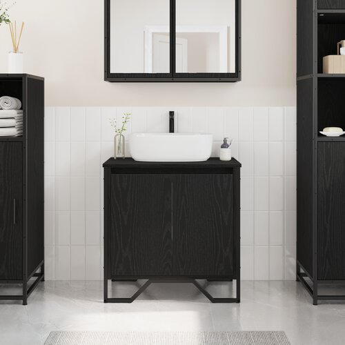 VidaXL Omara pod umivalnikom črni hrast 60x35x60 cm inženirski les Slike