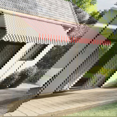 vidaXL Zamjenska tkanina za tendu crveno-bijela prugasta 3 5 x 2 5 m Cijene