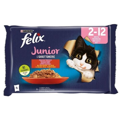 Purina sosić za mačiće felix le ghiottenerie, govedinina i piletina u želeu, 4x85g Cene