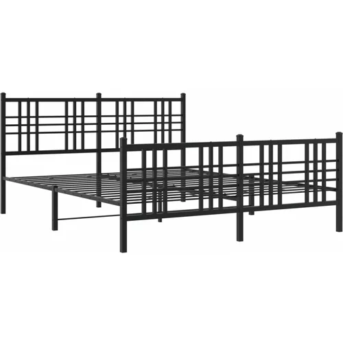 vidaXL Kovinski posteljni okvir z vzglavjem in vznožjem črn 150x200 cm, (21128087)