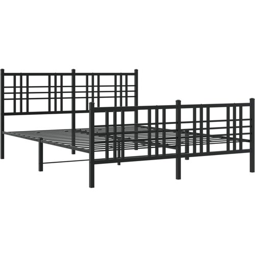 VidaXL Metalni okvir kreveta uzglavlje i podnožje crni 150x200 cm Slike