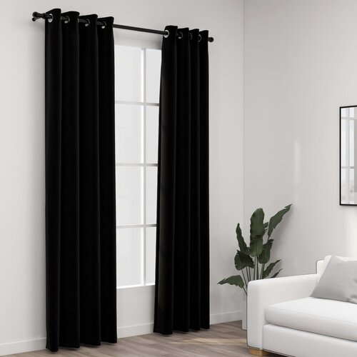 vidaXL Zatemnitvene zavese z obročki 2 kosa črne 140x225 cm Cene