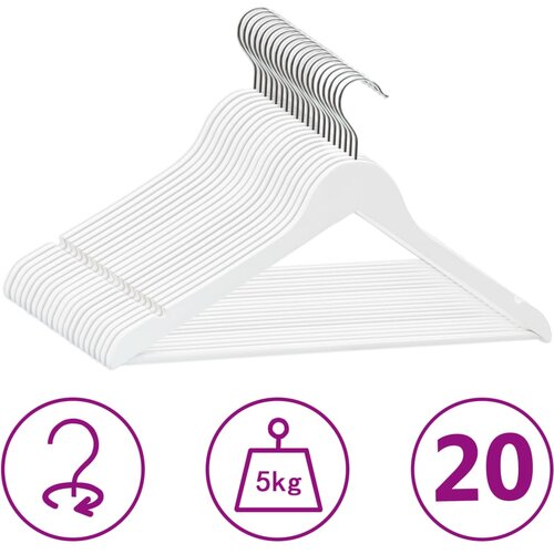 vidaXL 20-dijelni set vješalica protuklizni bijeli od tvrdog drva Cijene