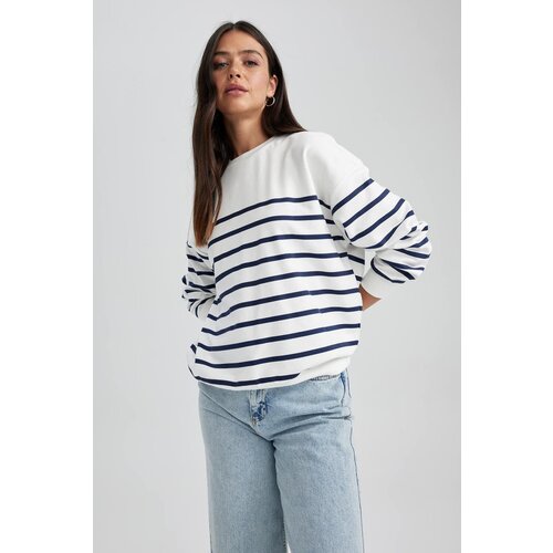 Defacto relax Fit Striped Crew Neck Sweatshirt Cene